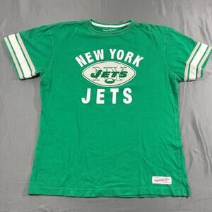 New York Jets T Shirt Mens XL Green Mitchell & Ness Football NFL Vintage Graphic